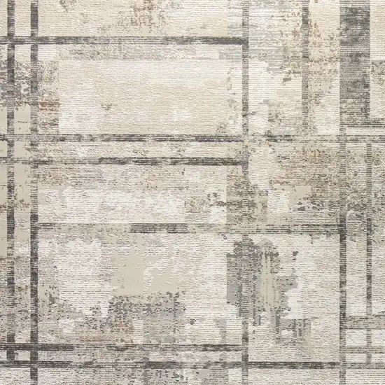 Ivory and Black Abstract Non Skid Area Rug Photo 1