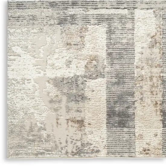 Ivory and Black Abstract Non Skid Area Rug Photo 8