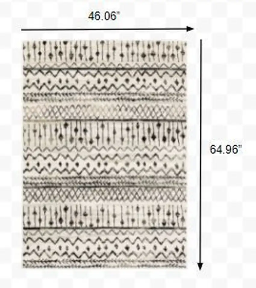 Ivory and Black Eclectic Patterns Indoor Area Rug Photo 3