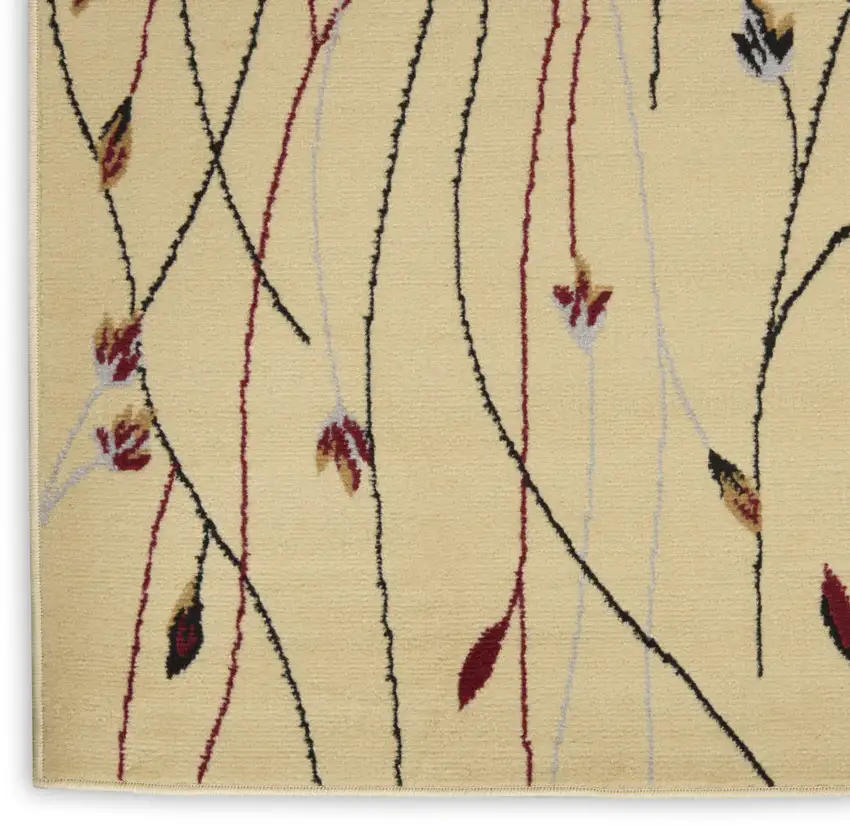 Ivory And Black Floral Area Rug Photo 9