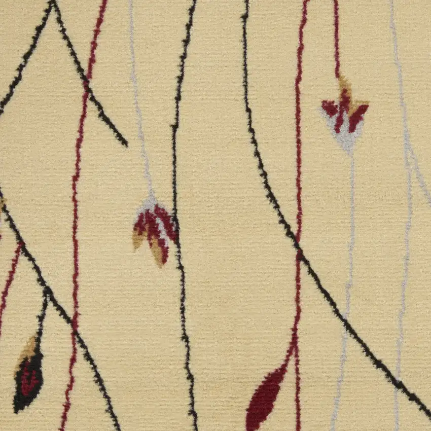 Ivory And Black Floral Area Rug Photo 3