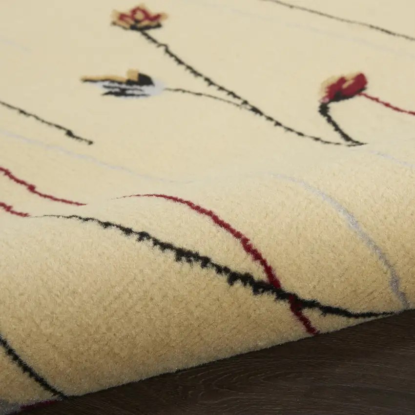 Ivory And Black Floral Area Rug Photo 8