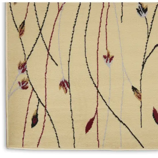 Ivory and Black Floral Power Loom Area Rug Photo 9