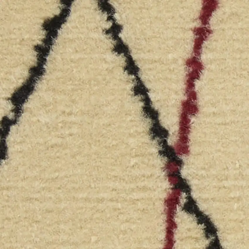 Ivory and Black Floral Power Loom Area Rug Photo 1