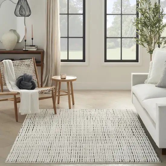 Ivory and Black Geometric Area Rug Photo 7