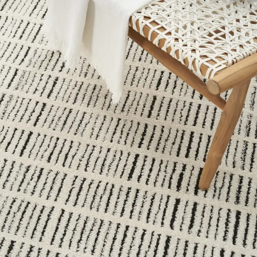 Ivory and Black Geometric Area Rug Photo 6