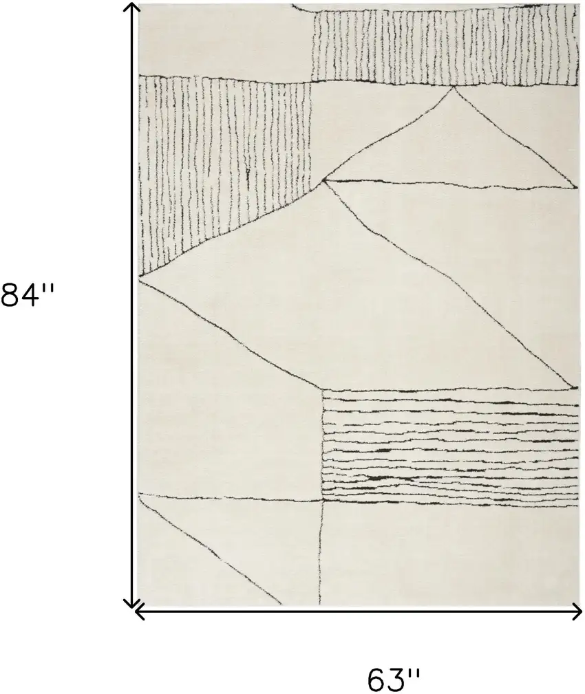 Ivory and Black Geometric Area Rug Photo 3