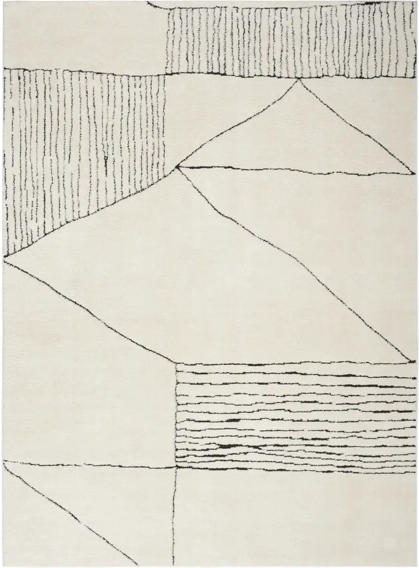 Ivory and Black Geometric Area Rug Photo 2