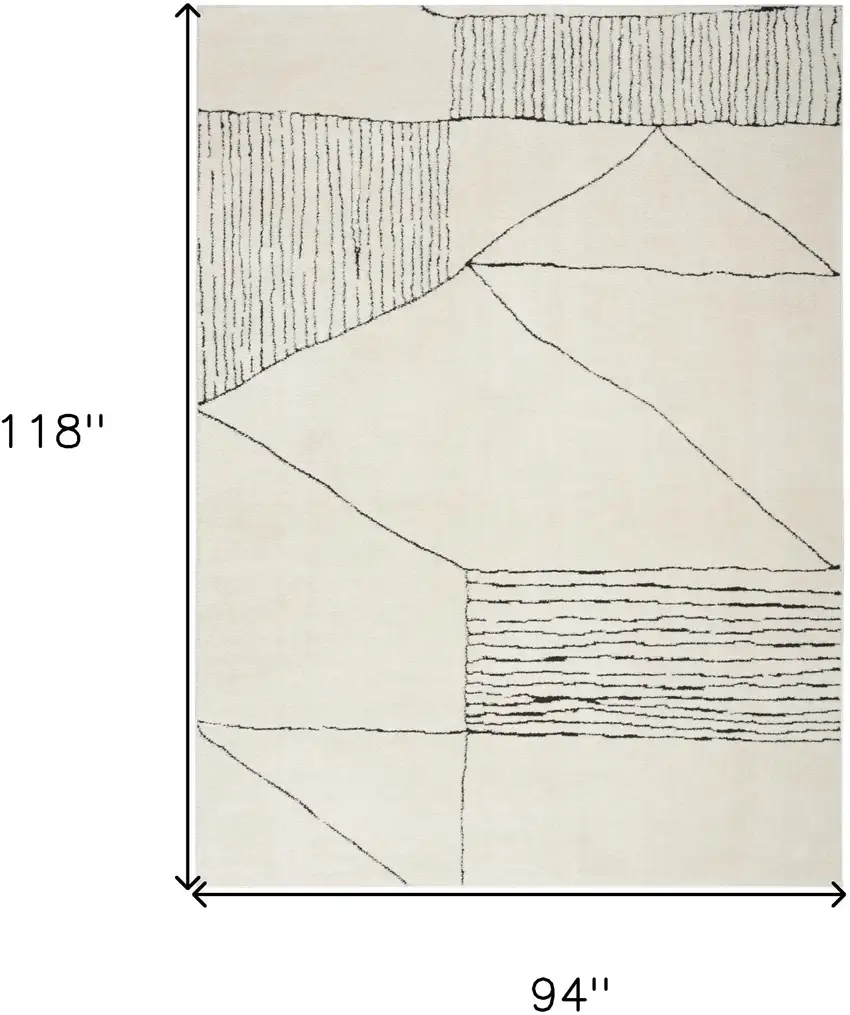 Ivory and Black Geometric Area Rug Photo 3