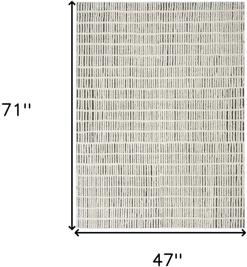 Ivory and Black Geometric Area Rug Photo 3