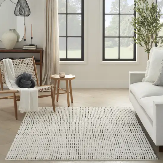 Ivory and Black Geometric Area Rug Photo 8