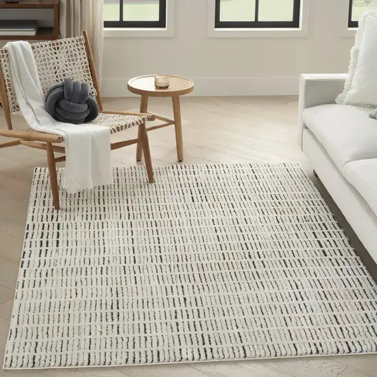Ivory and Black Geometric Area Rug Photo 6