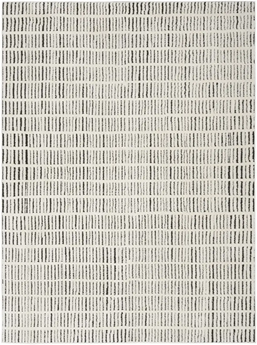 Ivory and Black Geometric Area Rug Photo 2