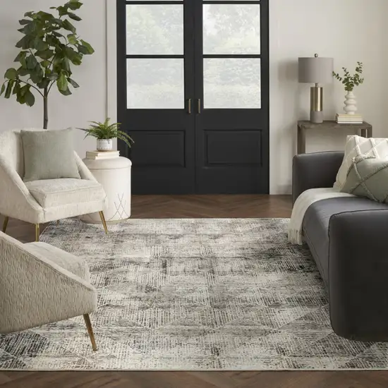 Ivory and Black Geometric Non Skid Area Rug Photo 6