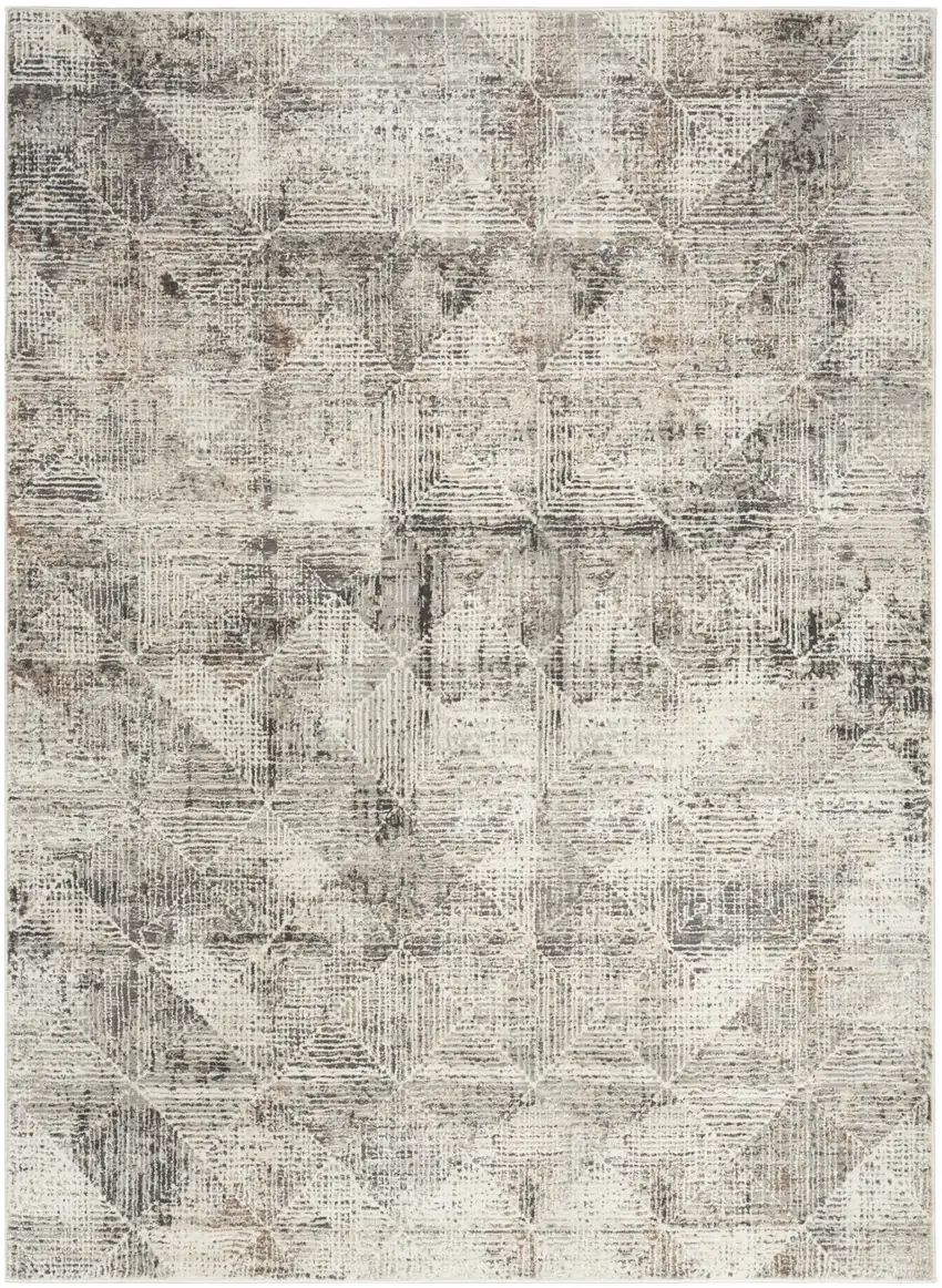 Ivory and Black Geometric Non Skid Area Rug Photo 1