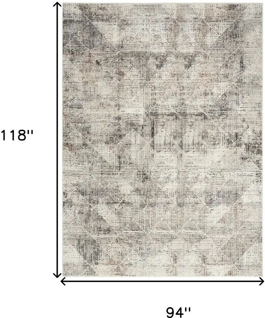 Ivory and Black Geometric Non Skid Area Rug Photo 3