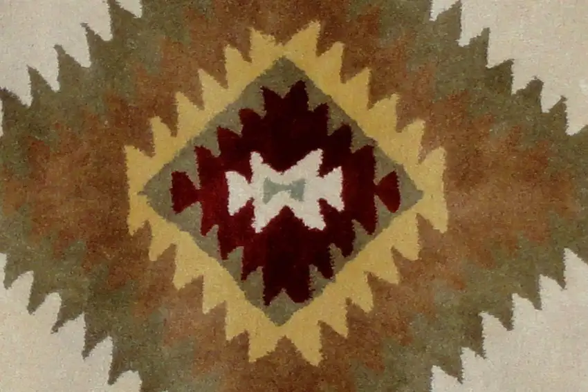Ivory and Black Southwestern Hand Tufted Non Skid Area Rug Photo 6
