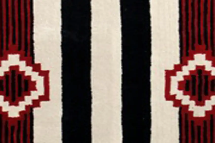 Ivory and Black Southwestern Hand Tufted Non Skid Area Rug Photo 6