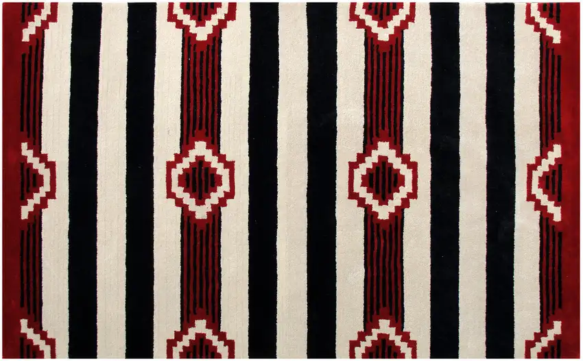 Ivory and Black Southwestern Hand Tufted Non Skid Area Rug Photo 4