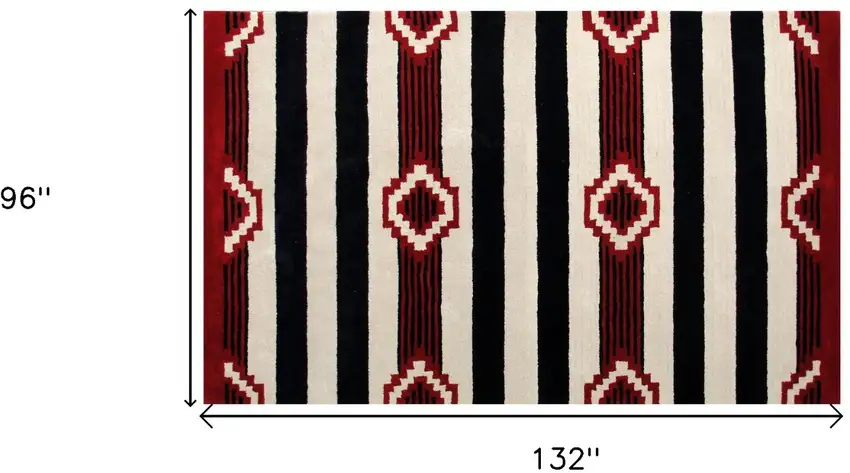 Ivory and Black Southwestern Hand Tufted Non Skid Area Rug Photo 3