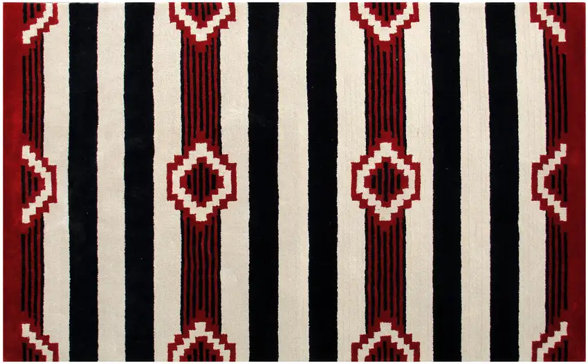 Ivory and Black Southwestern Hand Tufted Non Skid Area Rug Photo 2