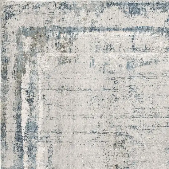 Blue and Ivory Abstract Power Loom Area Rug Photo 6