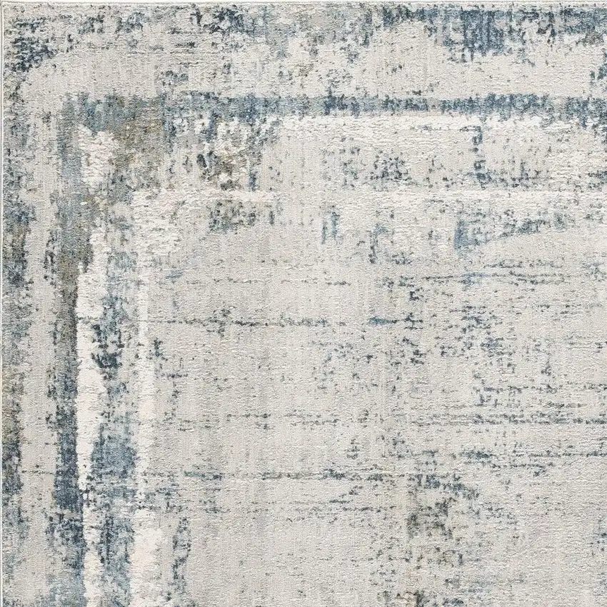 Blue and Ivory Abstract Power Loom Area Rug Photo 6