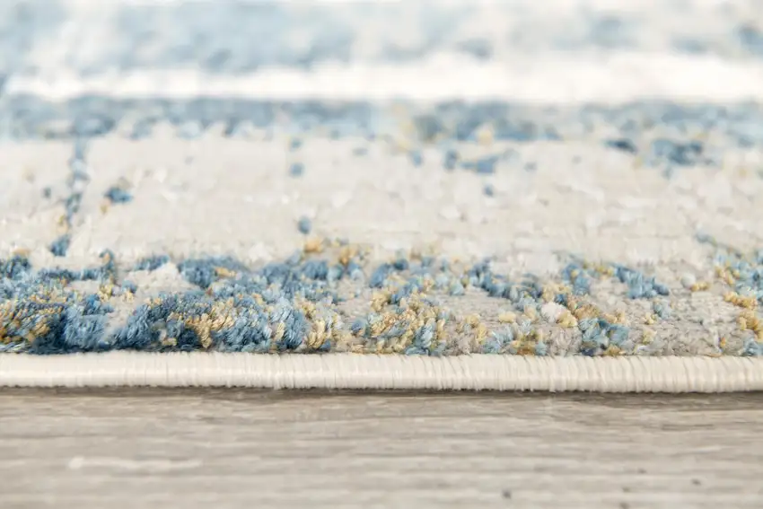 Blue and Ivory Abstract Power Loom Area Rug Photo 5