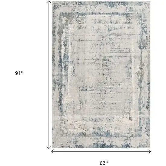 Blue and Ivory Abstract Area Rug Photo 3