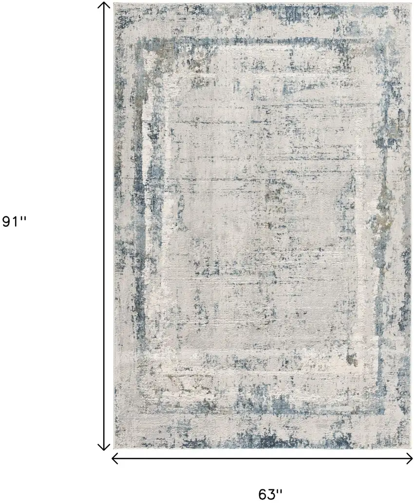 Blue and Ivory Abstract Area Rug Photo 3