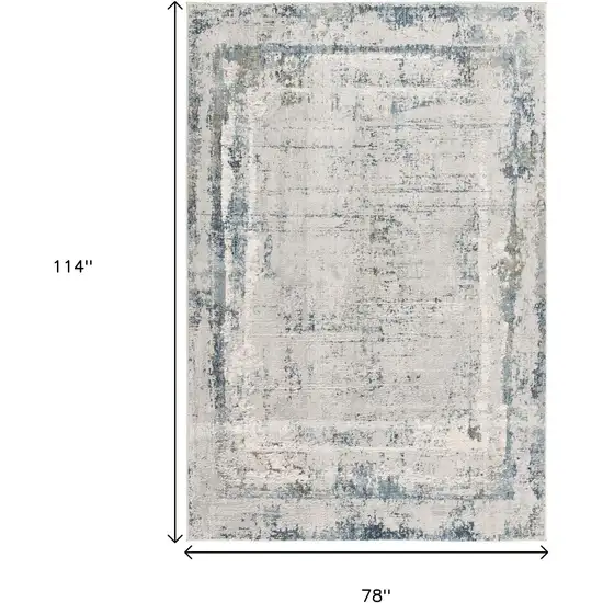 Blue and Ivory Abstract Area Rug Photo 3