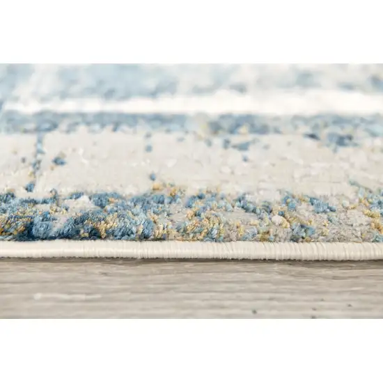 Blue and Ivory Abstract Area Rug Photo 5