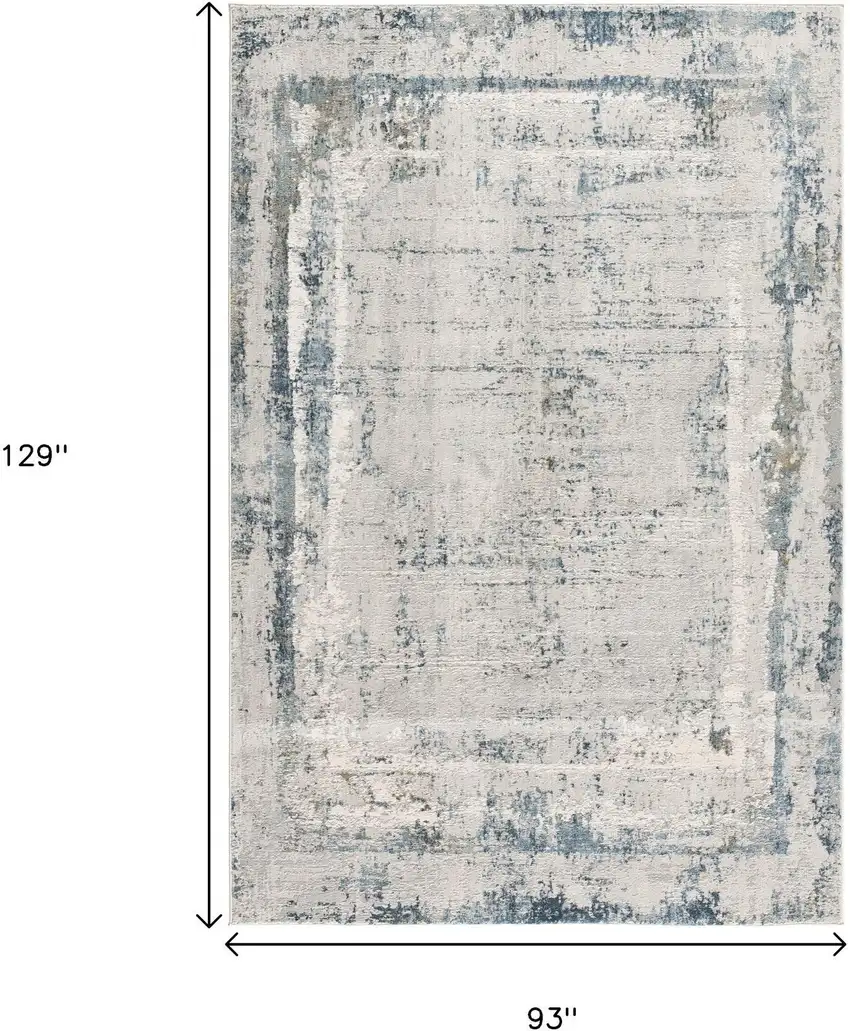 Blue and Ivory Abstract Area Rug Photo 3