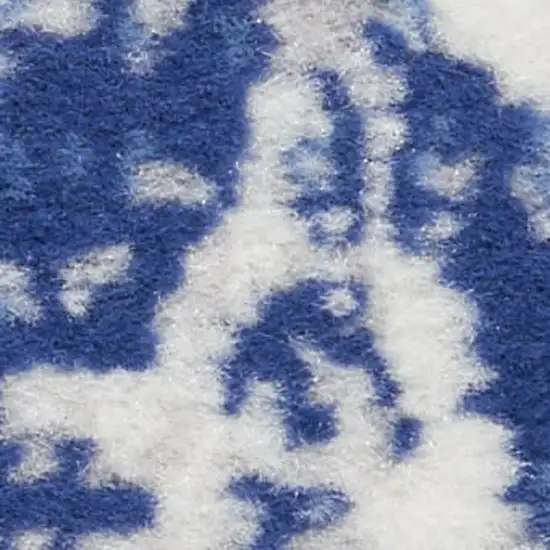 Ivory and Blue Abstract Distressed Area Rug Photo 6