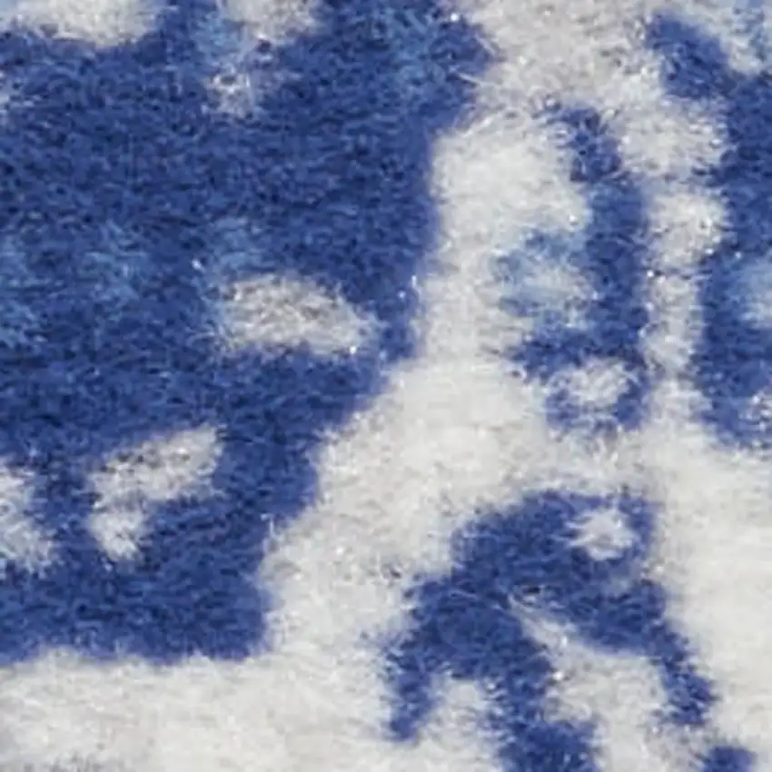 Ivory and Blue Abstract Distressed Area Rug Photo 3