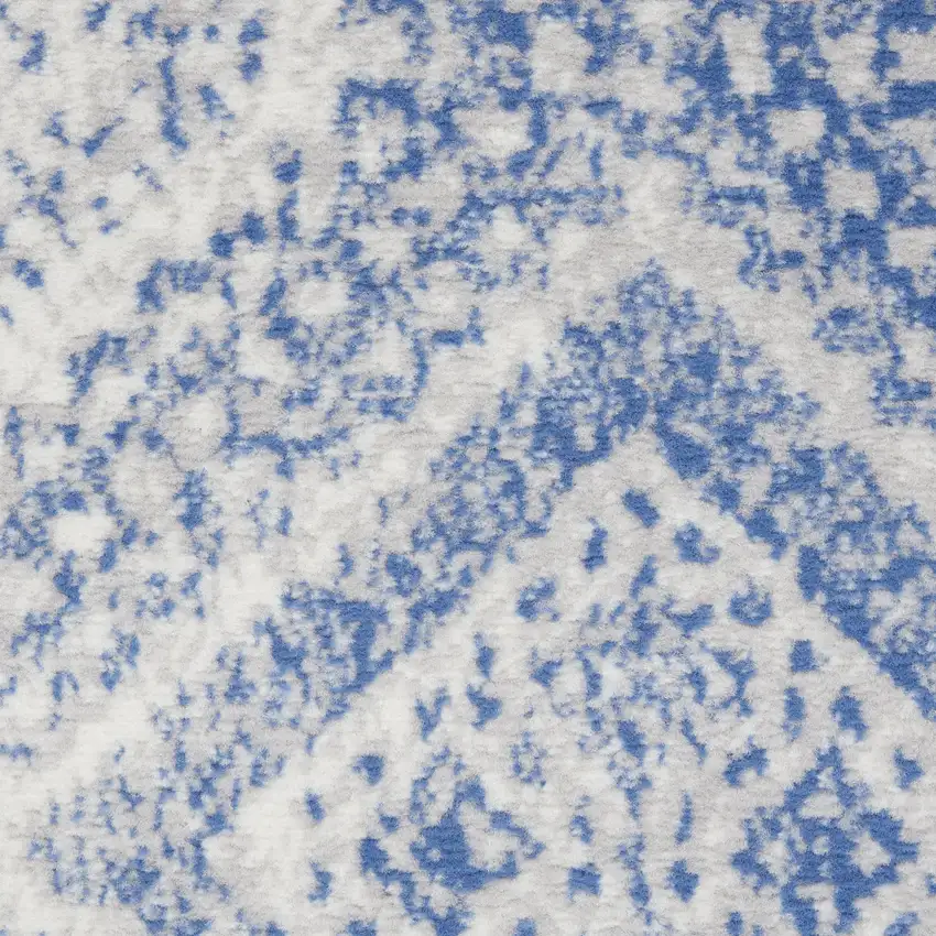 Ivory and Blue Abstract Distressed Non Skid Area Rug Photo 1
