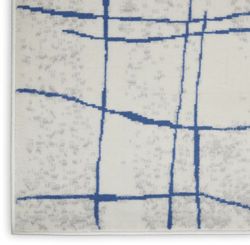 Ivory and Blue Abstract Distressed Non Skid Area Rug Photo 8