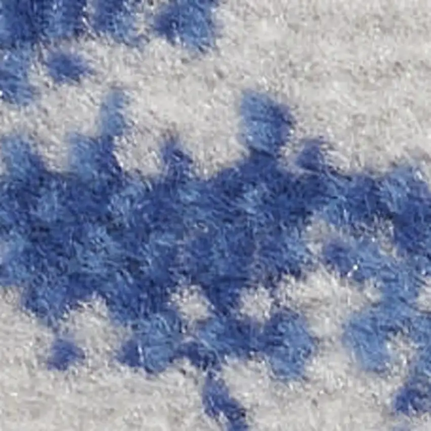 Ivory and Blue Abstract Geometric Distressed Non Skid Area Rug Photo 2