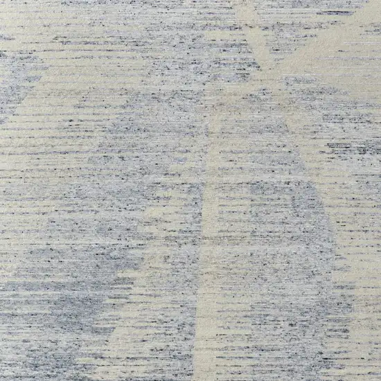 Ivory Blue And Silver Abstract Hand Knotted Distressed Area Rug Photo 8