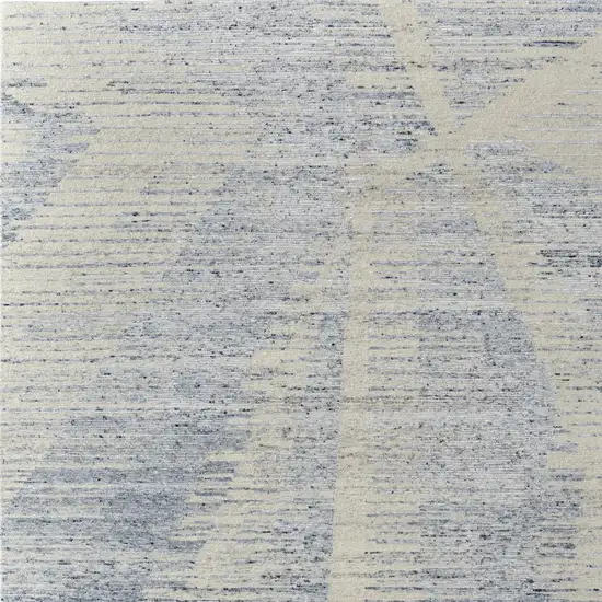 Ivory Blue And Silver Abstract Hand Knotted Distressed Area Rug Photo 9