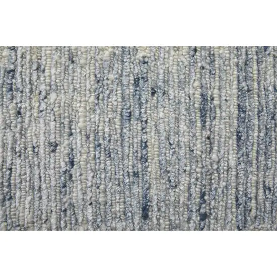 Ivory Blue And Silver Abstract Hand Knotted Distressed Area Rug Photo 8