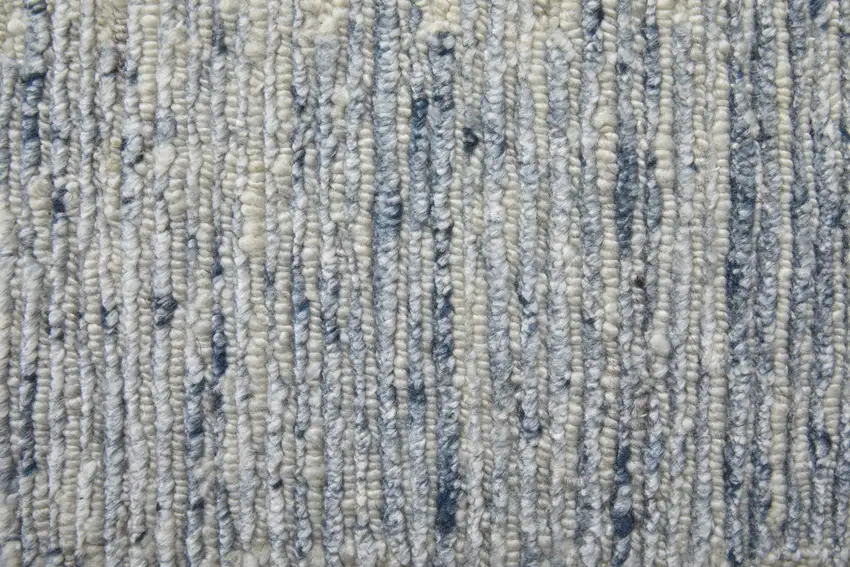Ivory Blue And Silver Abstract Hand Knotted Distressed Area Rug Photo 8