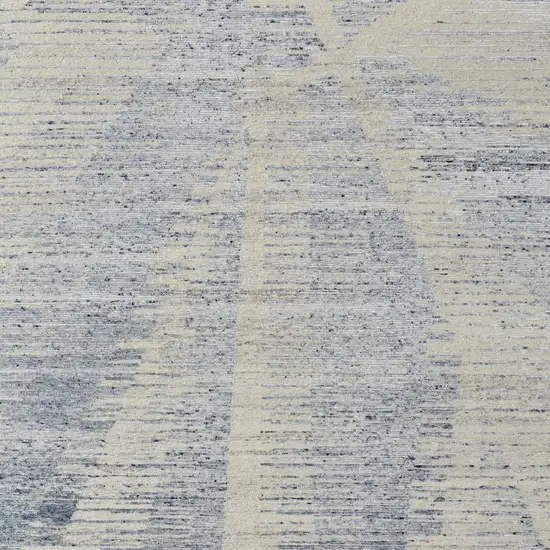 Ivory Blue And Silver Abstract Hand Knotted Distressed Area Rug Photo 6