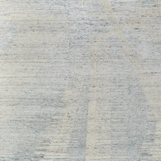 Blue Ivory And Silver Abstract Hand Knotted Distressed Area Rug Photo 7