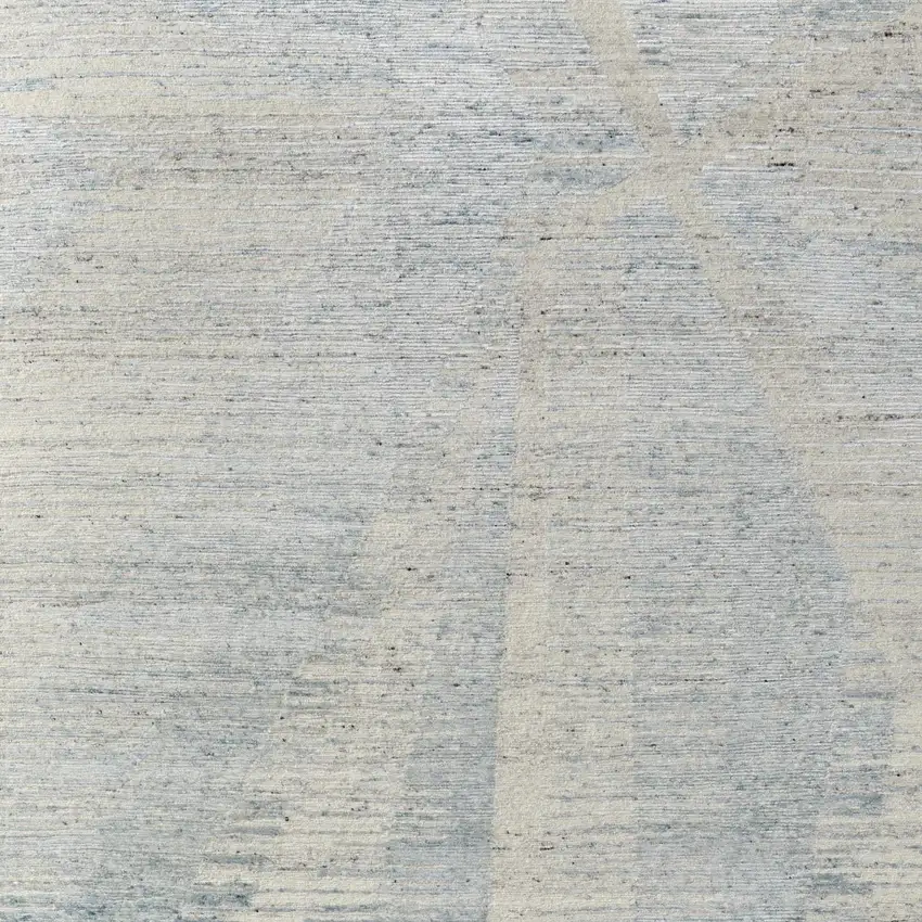 Blue Ivory And Silver Abstract Hand Knotted Distressed Area Rug Photo 7