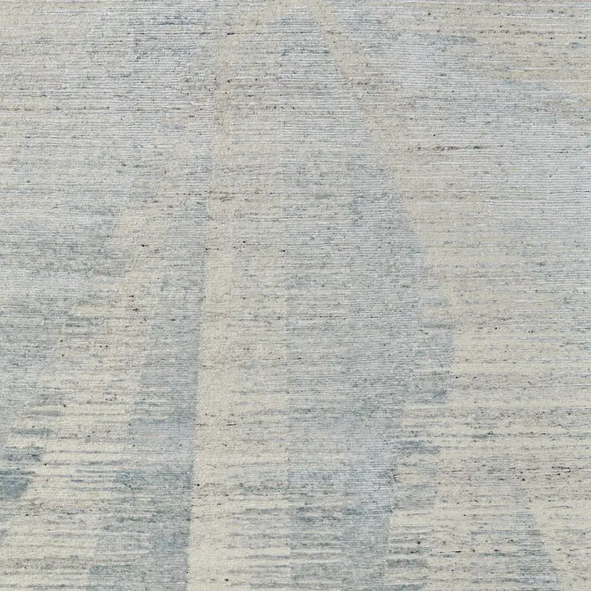 Blue Ivory And Silver Abstract Hand Knotted Distressed Area Rug Photo 8