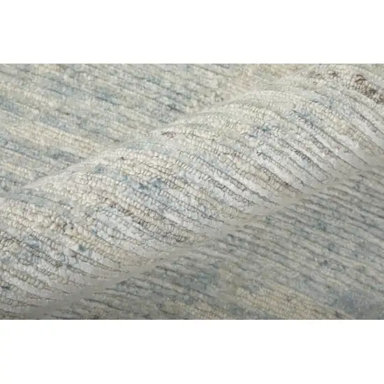 Blue Ivory And Silver Abstract Hand Knotted Distressed Area Rug Photo 9