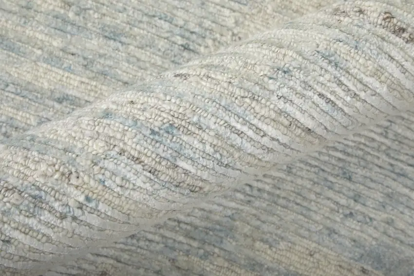 Blue Ivory And Silver Abstract Hand Knotted Distressed Area Rug Photo 9