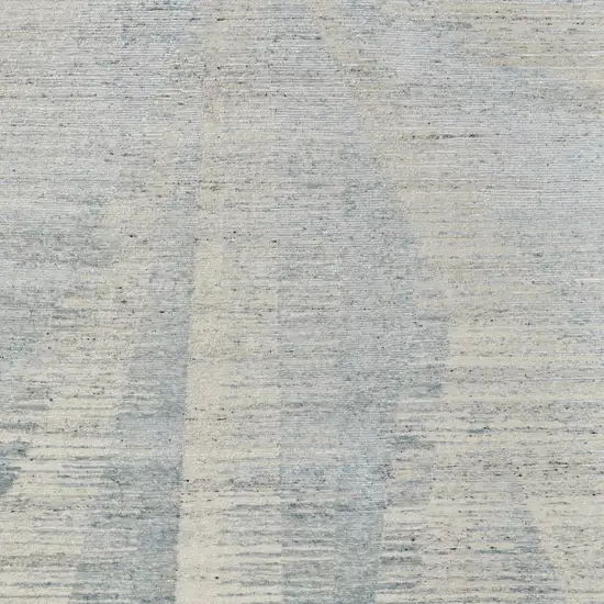 Blue Ivory And Silver Abstract Hand Knotted Distressed Area Rug Photo 8