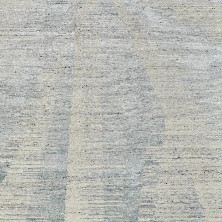 Blue Ivory And Silver Abstract Hand Knotted Distressed Area Rug Photo 8